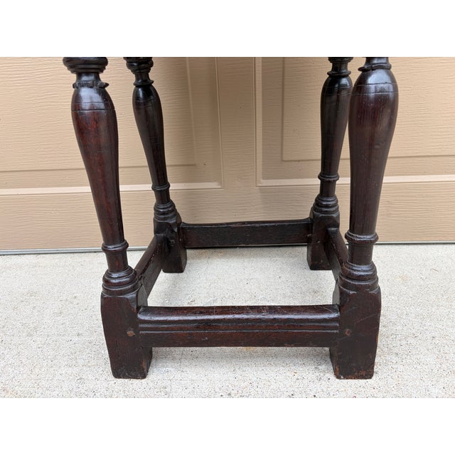 Late 17th Century English Oak Joint Stool With Turned Legs For Sale - Image 10 of 13