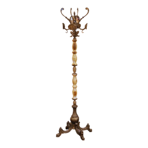 Early 20th Century Italian Patinated Brass and Onyx Standing Hall Tree