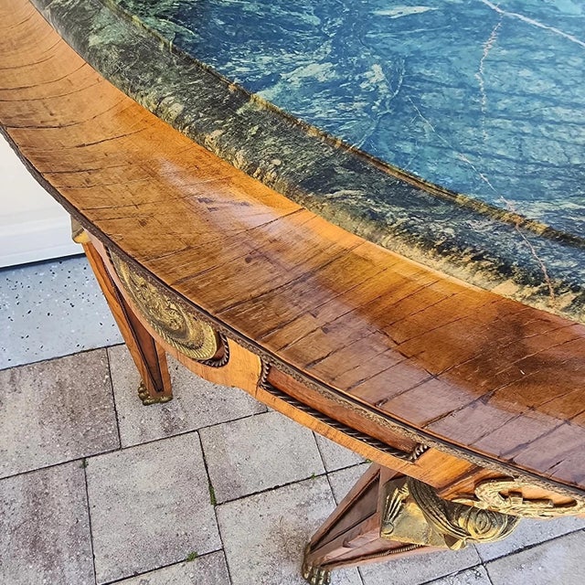 French Empire Style Console Marble Entry Table & Mirror For Sale - Image 17 of 17