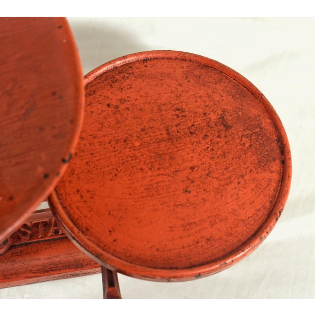 Antique Fairbanks Cast Iron Balance Scale With Hand-Painted Floral Pan For Sale - Image 9 of 9