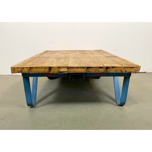 Industrial Blue Coffee Table Cart, 1960s For Sale - Image 11 of 12