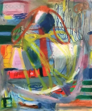 “MM120321” Contemporary Abstract Expressionist Mixed-Media Painting on Stretched Canvas
