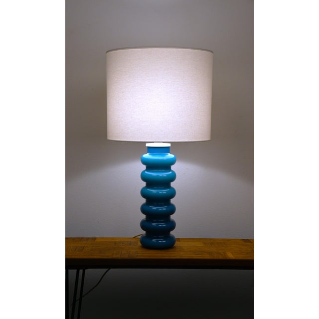 Rare swedish art glass table lamp by p-o ström for alsterfors, 1960s. Very fine table lamp in great vintage condition...