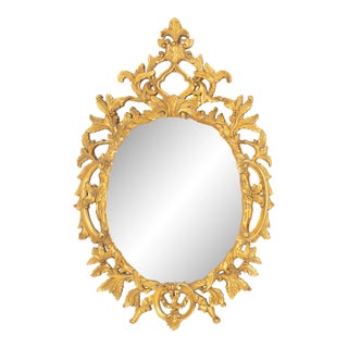 Rococo Revival Gilt Composition Framed Oval Mirror For Sale