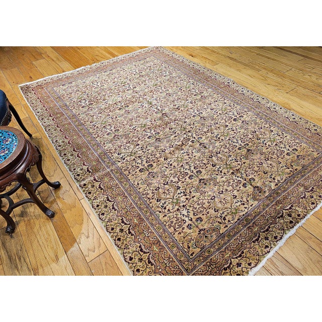 Turkish Vintage Turkish Hereke Room Size Rug, Handwoven Wool, Allover Pattern, 7' x 10' For Sale - Image 3 of 15