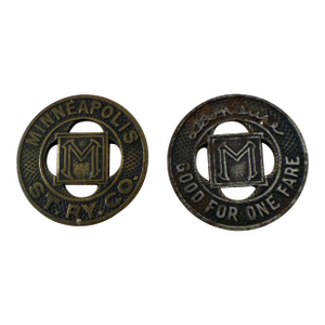 Street Car Tokens Minneapolis Minnesota Street Railway Co 1940s Good for One Fare