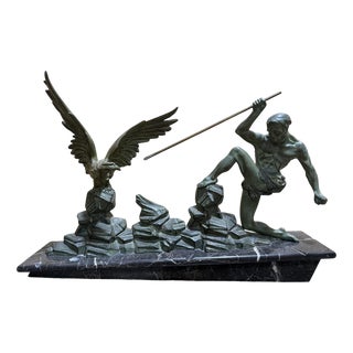 Art Deco Man Hunting an Eagle Figurine For Sale