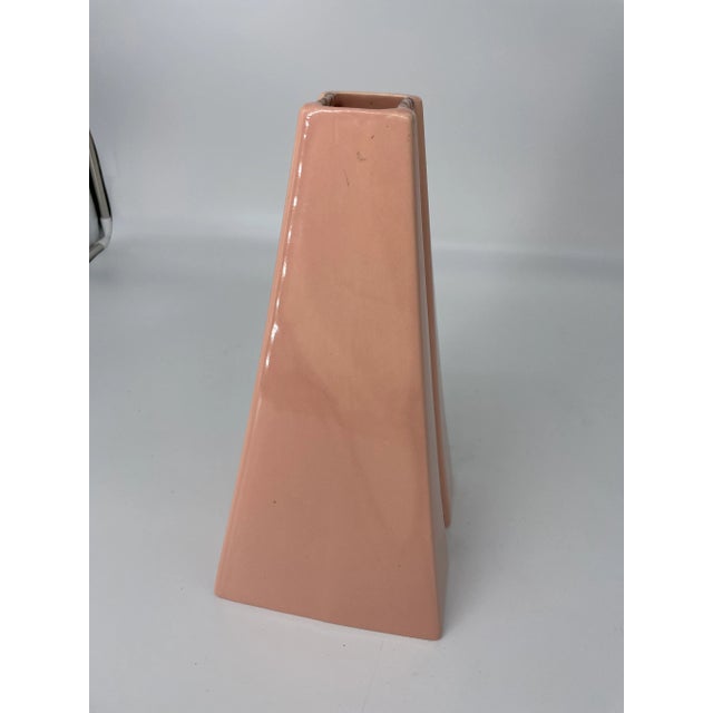 Haeger Haeger Pink With Faux Marble Obelisk Vase For Sale - Image 4 of 8