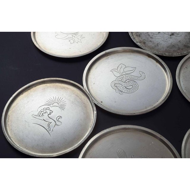 Pewter Bottle Coasters from Just Andersen, Denmark, 1940s, Set of 7 For Sale - Image 3 of 6
