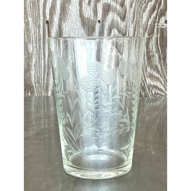 Vintage Regency Etched Glass Vase For Sale - Image 4 of 7