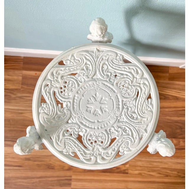 Vintage White Cast Aluminum Three-Tier Plant Stand – Victorian Revival / Cottagecore For Sale In Houston - Image 6 of 11