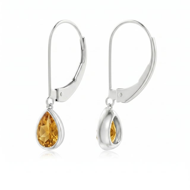 Citrine Teardrop Dangle Earrings – 925 Sterling Silver Handmade - A Pair For Sale - Image 6 of 6
