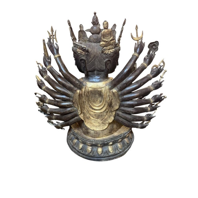 Antique Tibetan Praying Crowned Buddha For Sale - Image 4 of 9