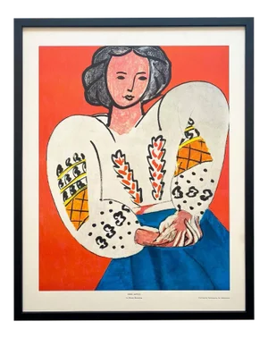 Henri Matisse Vintage 1960 Framed Large Fine Art Lithograph Print " La Blouse Roumaine " 1940