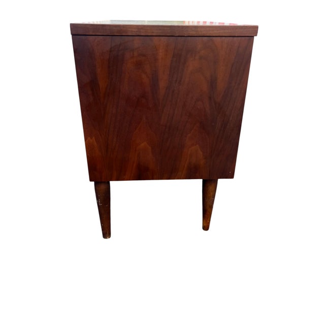 Wood MCM 2 Drawer Nightstand or End Table For Sale - Image 7 of 7