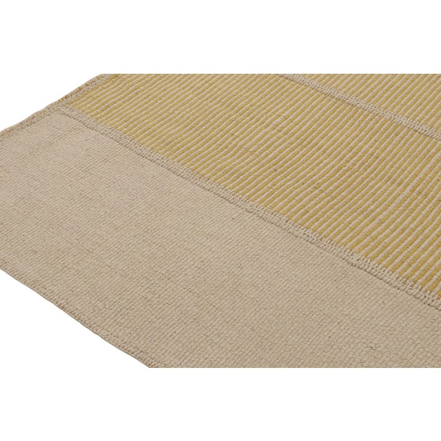 Rug & Kilim’s Contemporary Kilim in Beige and Gold Stripes For Sale In New York - Image 6 of 7