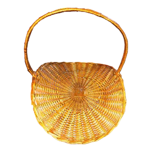 1990s Vintage Woven Wicker/Rattan Basket With Handle
