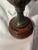 Wood Antique Dark Patinated Brass Decorative Urn With Wood Base For Sale - Image 7 of 11