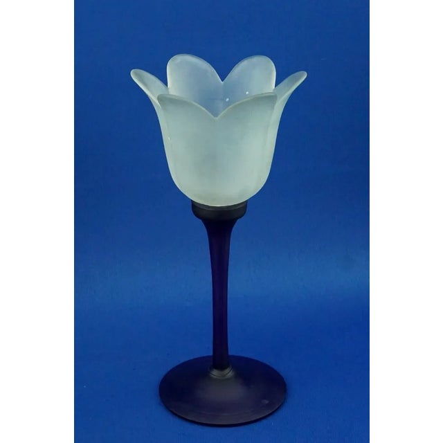 1950s Tulip-Shaped Blue and White Murano Opaline Glass Vase by Alfedo Barbini, Italy, 1950s For Sale - Image 5 of 18