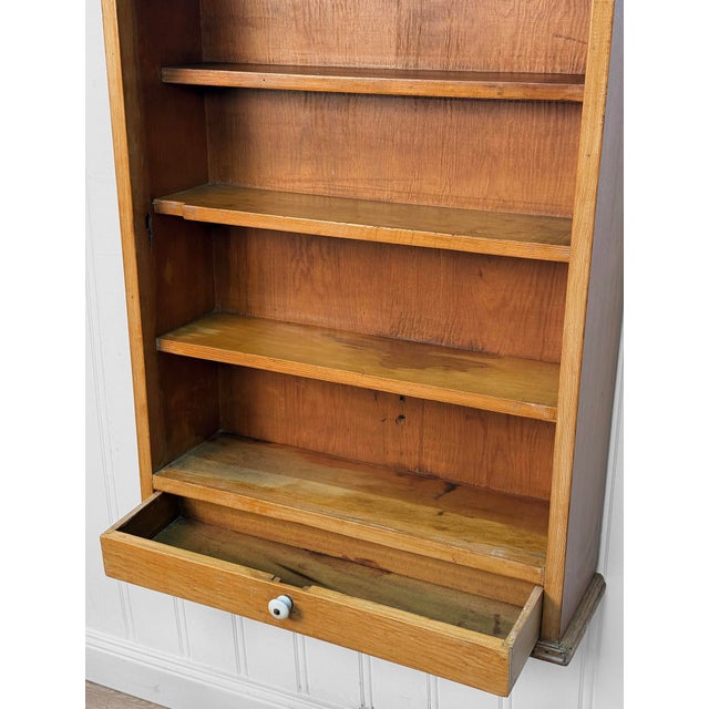 Brown Antique Farmhouse Pine Wall Hanging Open Front Cabinet Shelf For Sale - Image 8 of 11