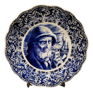 Large Handpainted Delft Blue Wall Plate by Boch, 1950s