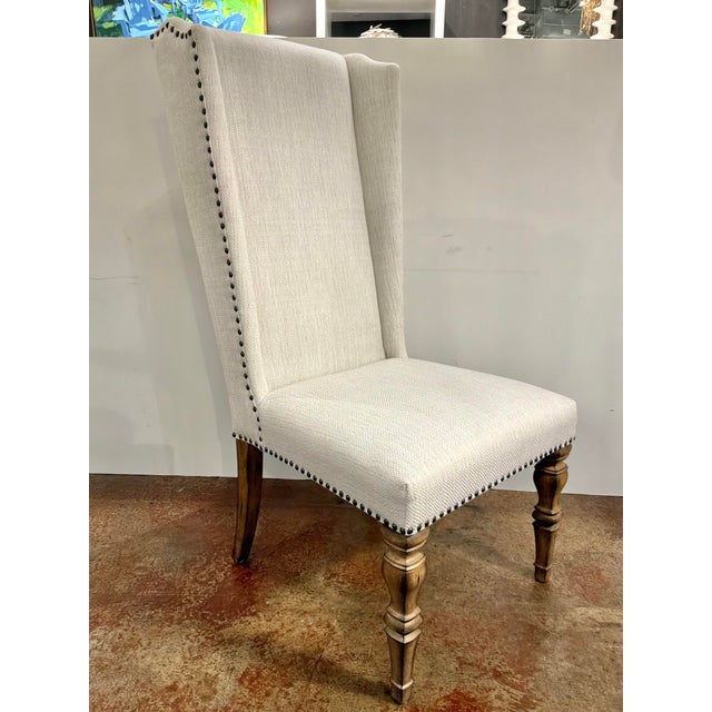 Transitional Hooker Furniture High Back Wing Host Chairs - Pair. For Sale - Image 3 of 8