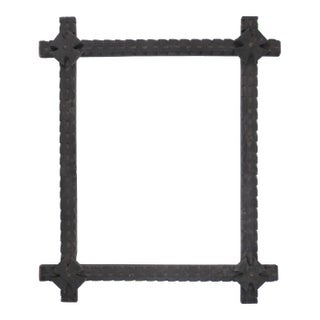 Antique Hand Carved Folk Tramp Art Wood Picture Frame For Sale