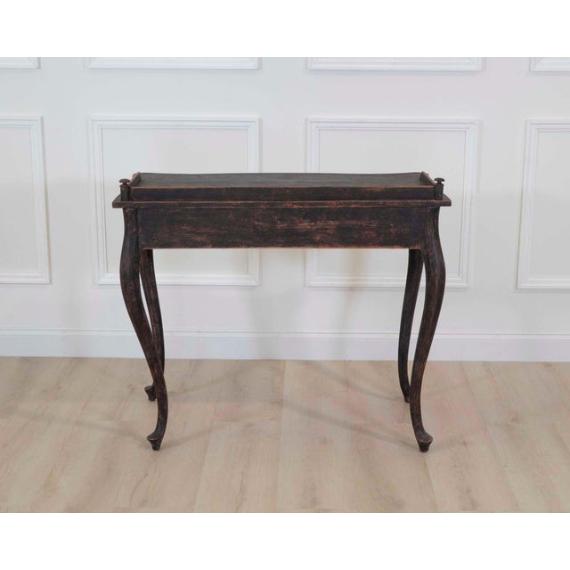 Black Swedish 20th Century Black Rococo-Style Writing Desk For Sale - Image 8 of 8