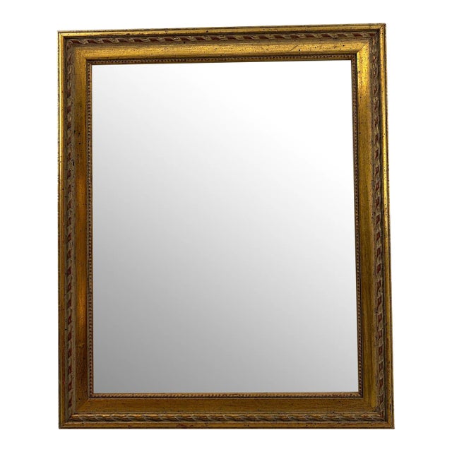 Vintage Italian Red Bole Gold Gilt Wood, Easel Back Picture Frame Under Glass For Sale