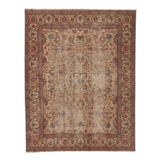 Early 20th Century Antique-Worn Persian Tabriz Rug - 09'07 X 12'03 For Sale