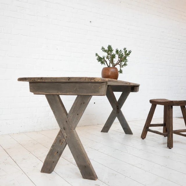 Primitive Wooden Console Table, 1930 For Sale - Image 3 of 9