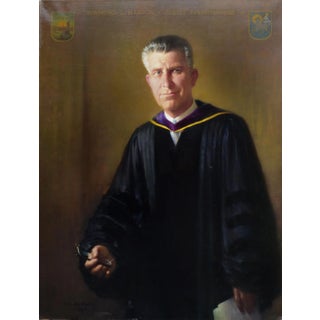 Mid Century Portrait Painting of Raymond L. Hanson, Large-Scale Photo-Realist Figurative by W.S. Bylityplis For Sale