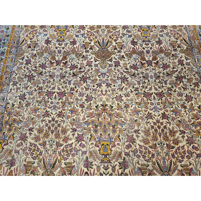 Vintage Oversized Persian Kerman Lavar Rug, Hand-Knotted Wool, Allover Vase Pattern, Ivory & Blue, 11’ X 19’ For Sale - Image 14 of 18