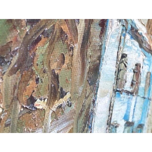 Vintage Original Oil Painting on Canvas 'Lapin Agile in Snow', Montmartre Paris Cabaret, Signed For Sale - Image 10 of 13