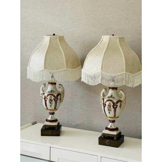 Mid 19th Century Antique French Regency Porcelain Urn Lamps For Sale - Image 5 of 10
