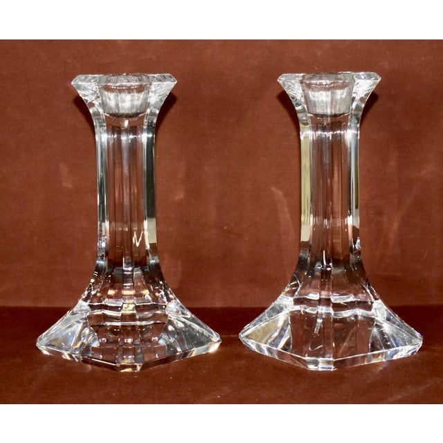 Orrefors Vintage Pair of Orrefors Crystal Candle Stick Holders For Sale - Image 4 of 11