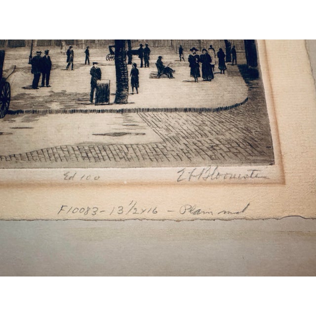 American Signed Edgar L. Bloomster Etching “Place D’Armes – Montréal” | Limited Edition No. 100/100 | C. 1920 For Sale - Image 3 of 7