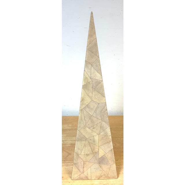 Wood Large Inlaid Specimen Shagreen Obelisk Attributed to R & Y Augousti For Sale - Image 7 of 14