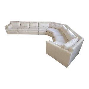 Mid Century Modern Milo Baughman Style Hexagonal Curved Sectional Sofa by Drexel