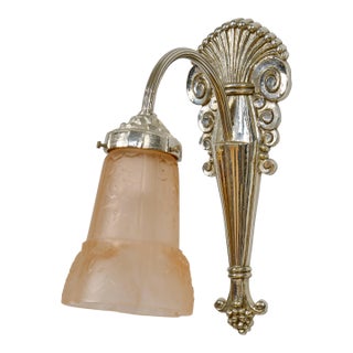 Single French Art Deco Wall Sconce by Muller Freres & A. Richard 1920s France For Sale