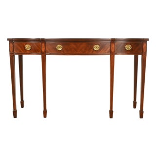 Baker Furniture Historic Charleston Federal Inlaid Mahogany Three-Drawer Console Table | Newly Refinished For Sale