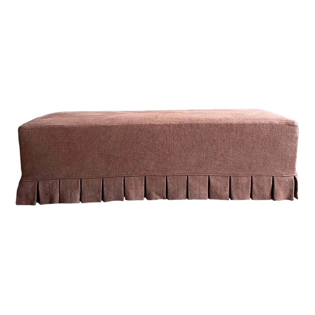 Slipcovered Bench in 100% Pure Linen With Pleated Skirt Detail For Sale