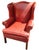 Chippendale Experience the Pinnacle of American Craftsmanship With This Rare Cognac Leather Wingback Chair by Old Hickory Tanery For Sale - Image 3 of 7