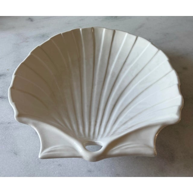 Vintage Ceramic Scallop Shell Serving Platter Made in Portugal For Sale - Image 4 of 8