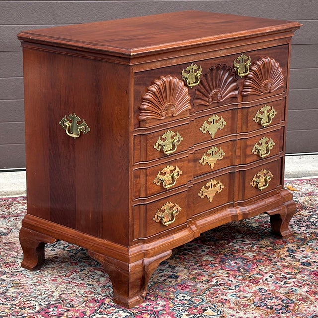 American Bespoke Block and Shell Carved Mahogany Chest After Townsend & Goddard For Sale - Image 3 of 17