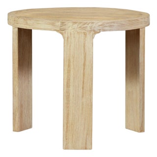 Eclipse Outdoor Solid Teak Wood Natural Look End Table For Sale