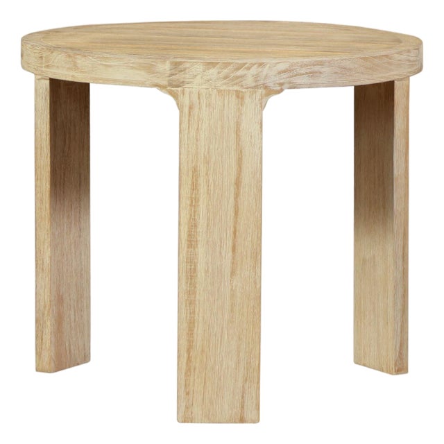 Eclipse Outdoor Solid Teak Wood Natural Look End Table For Sale