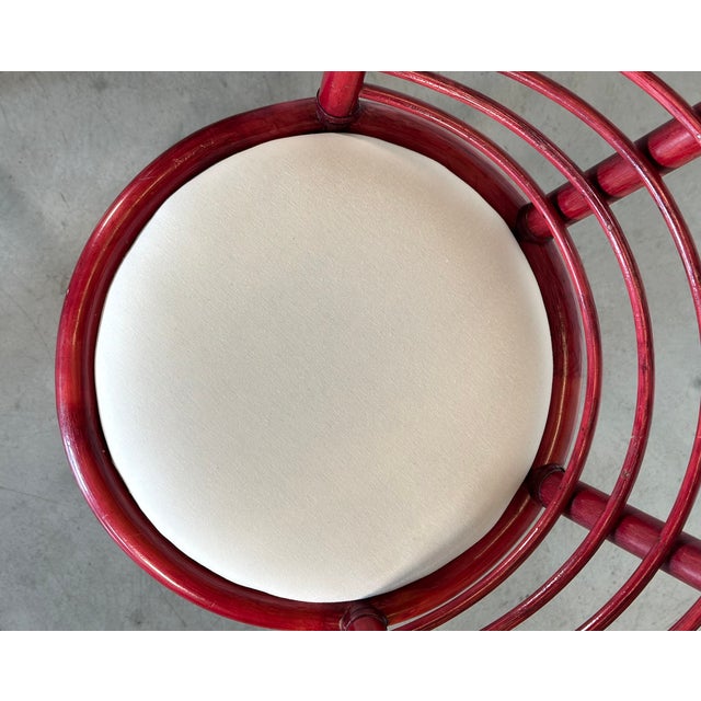 Rattan, Wood and Bamboo Swivel Bar Stools, 1970s, Set of 2 For Sale - Image 16 of 18