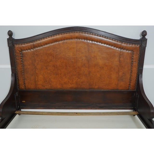 Traditional Ralph Lauren King Size Leather Continental Bed For Sale - Image 3 of 12