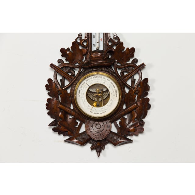 Brown Dutch Carved Wooden Barometer with Horse Motif by Gebroeders Caminada, Rotterdam For Sale - Image 8 of 12